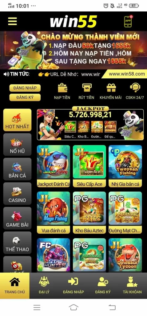 Mở app nhà cái Win55 trên điện thoại chọn đăng ký